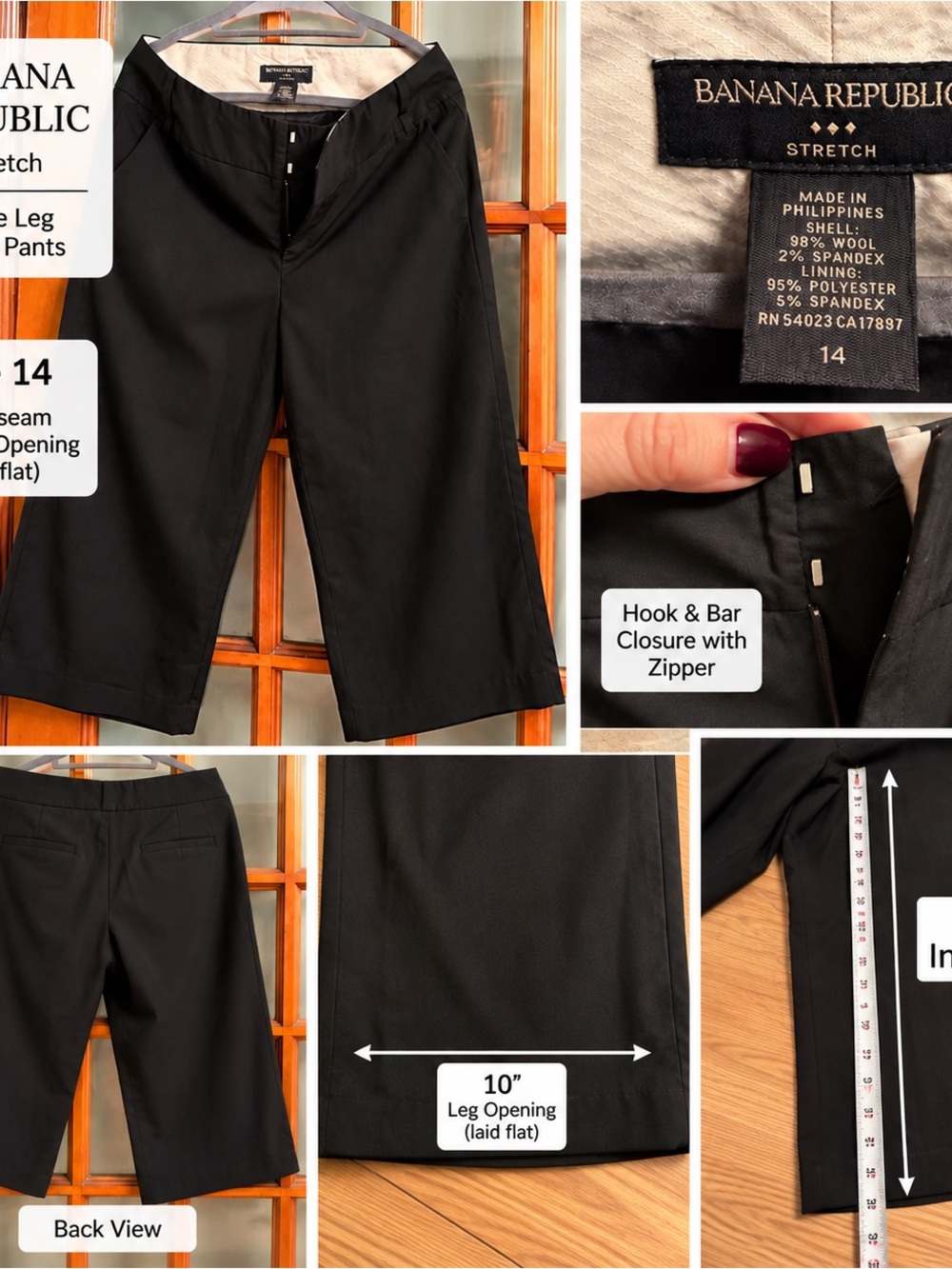 Banana Republic Black Stretch Dress Wide Legged Capris